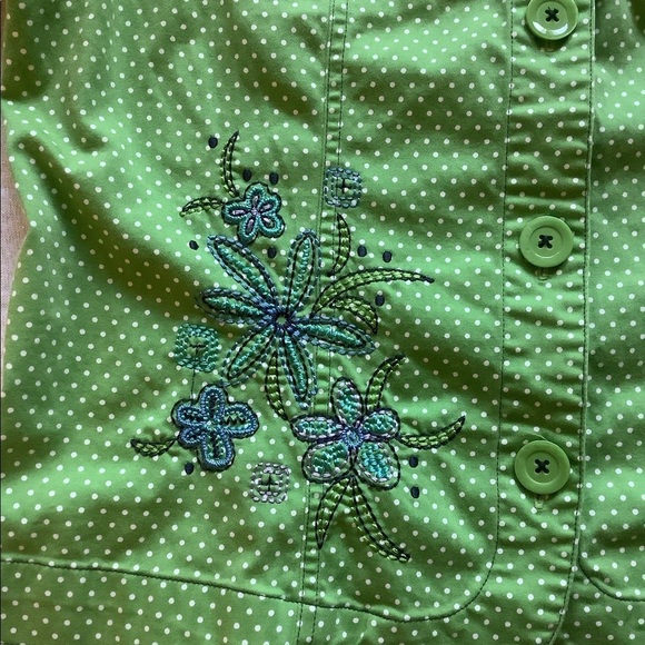 Koret Women’s Embroidery 3/4 sleeves Jacket Size M in green with white dots - Picture 3 of 7